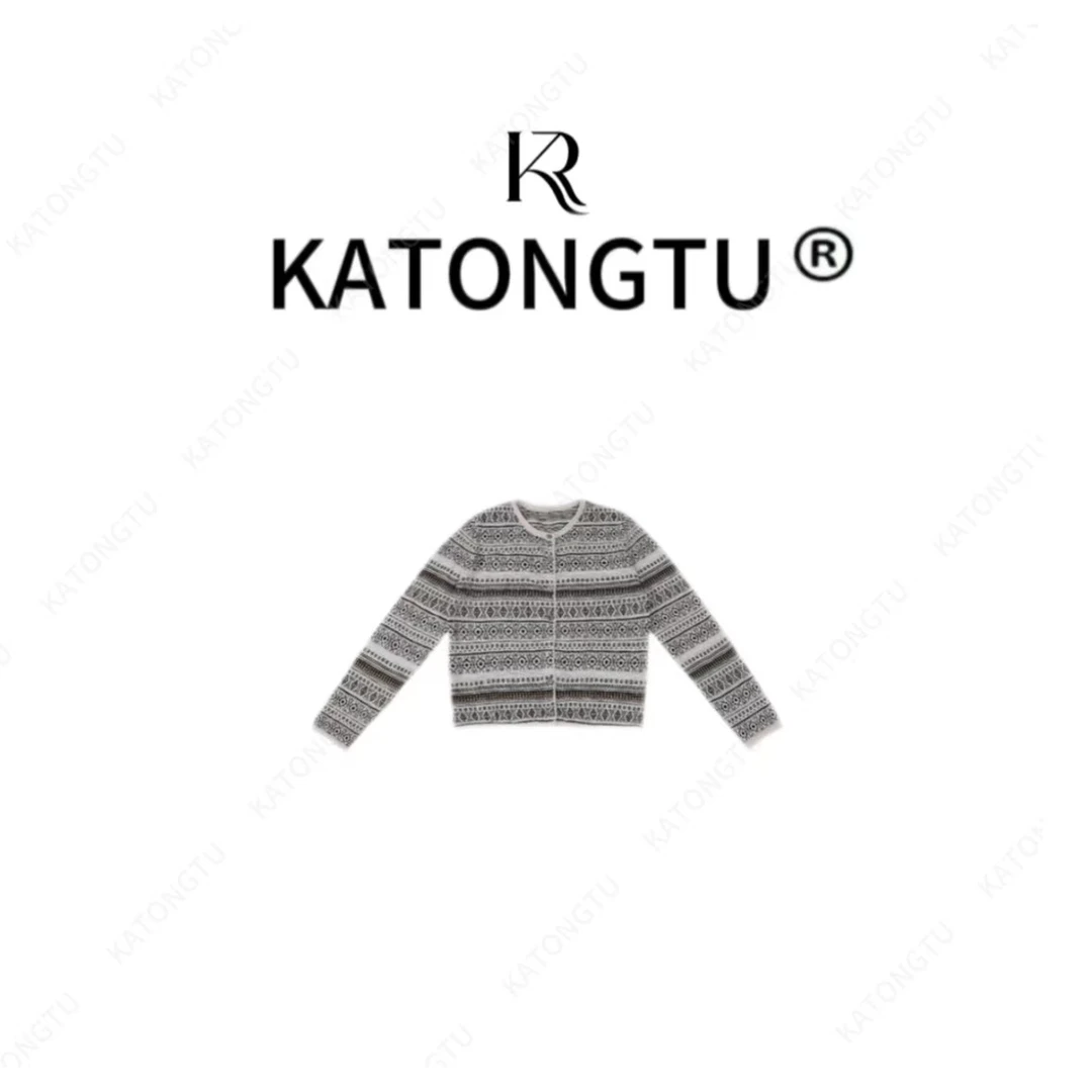 KATONGTU 【费尔岛】25春夏亚麻棉提花针织衫 DM2503097