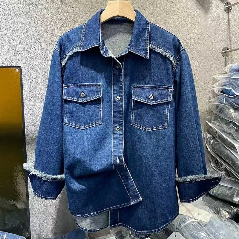 秋冬季百搭叠穿时尚牛仔衬衫 H2136