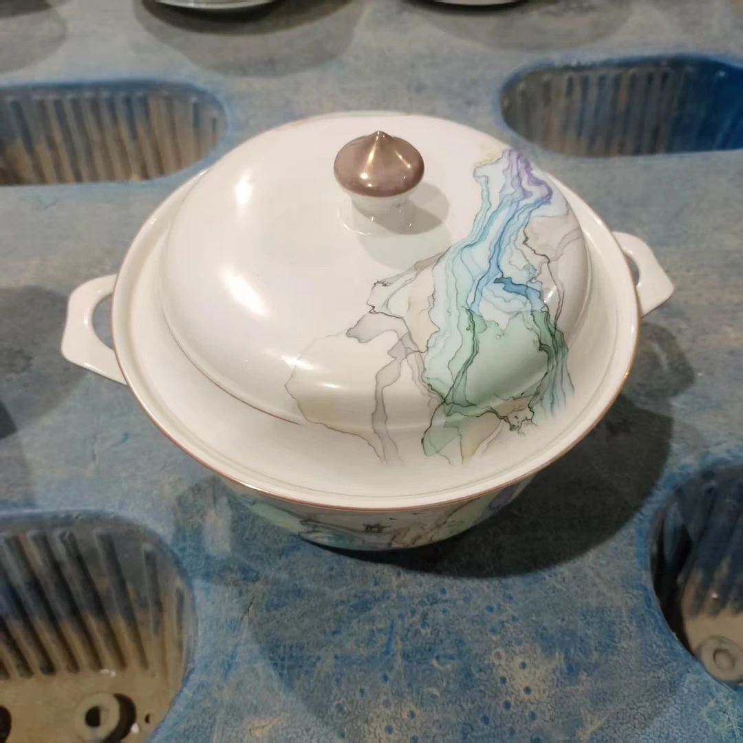 景德镇餐具【微瑕尾货】旭日东升双耳富贵煲1个装