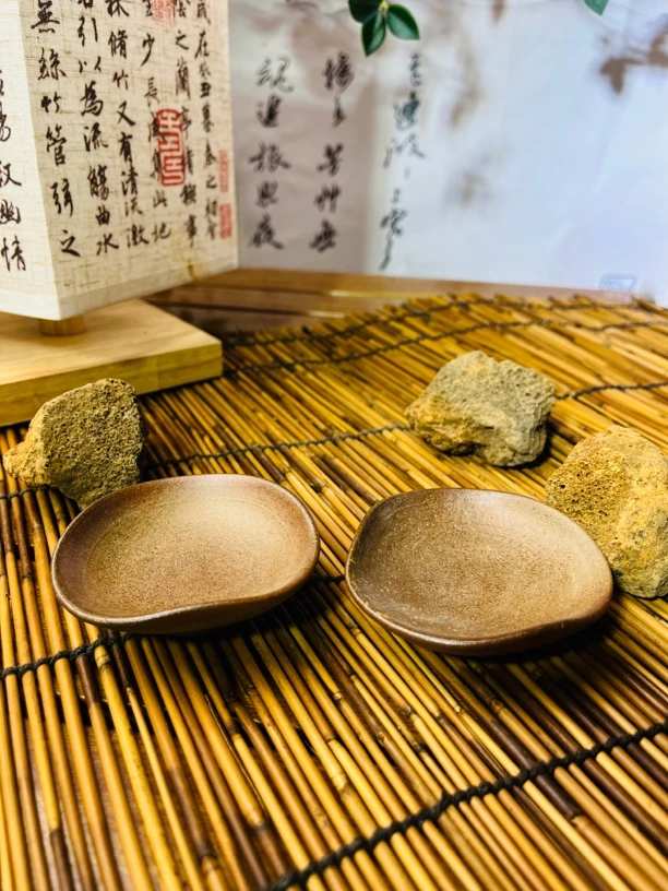 碟子茶碟茶具小盘小碗茶碗书房手工雕刻新中式土陶柴烧全手工茶具
