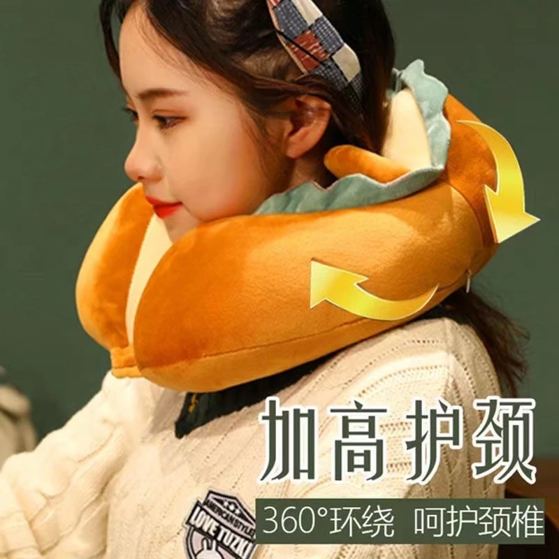 可爱吐司面包U型颈枕护颈脖子汽车用旅行便携头颈椎靠枕女护颈枕