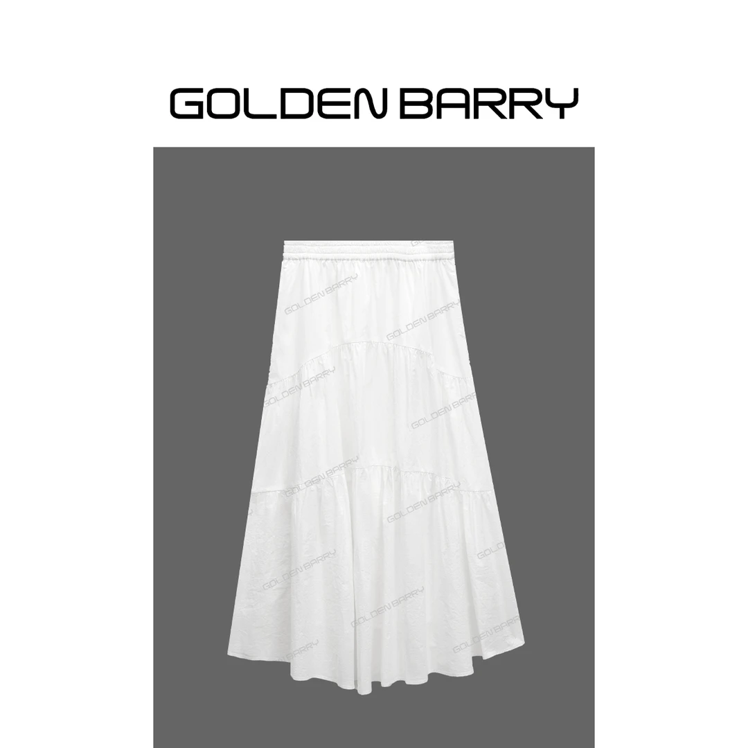 GOLDENBARRY|310165肌理感全棉云朵蛋糕裙气质白色高腰时尚百搭