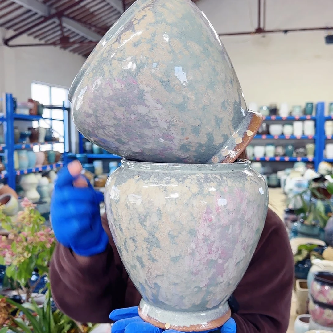 紫砂花盆高21口16