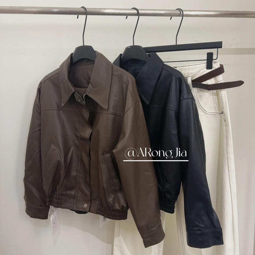 【ARONG阿荣家】皮衣外套10156-黑色-M