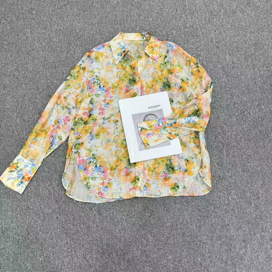 【周周家】5119濮院春季苎麻衬衫花色女士青春田园风