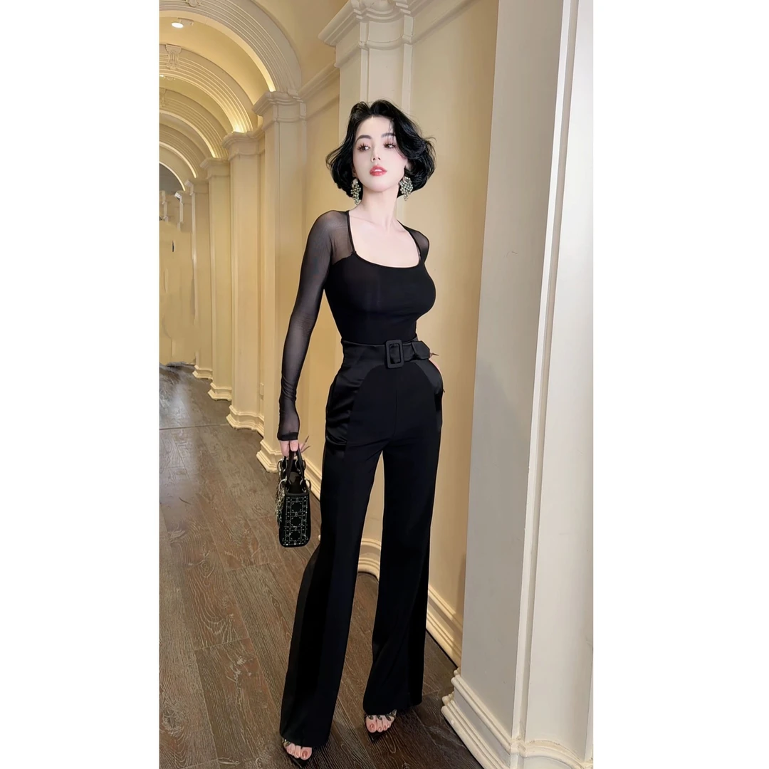 LYXJ【多利亚曲线】TR+醋酸高级定制立体剪裁直筒长裤11868