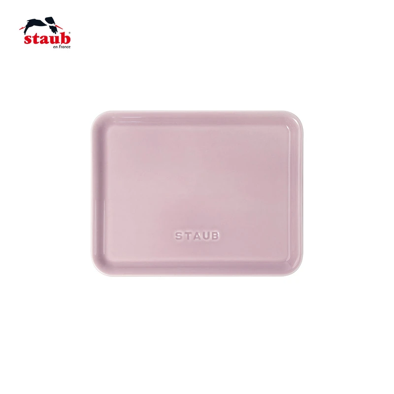 【A等品微瑕】 staub/珐宝 珐琅陶瓷旅行装小茶盘19*15cm 藕荷色