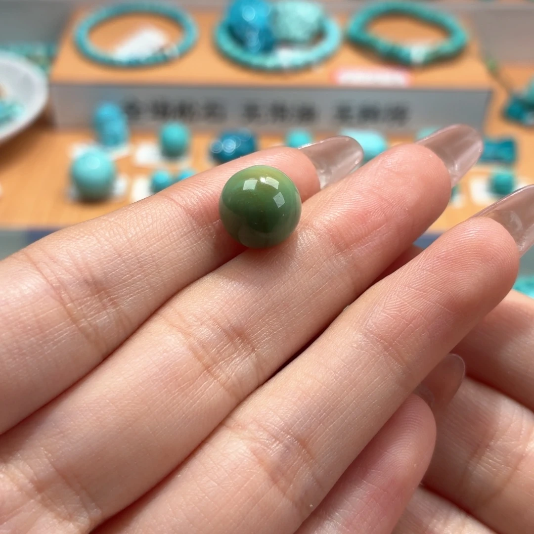 绿松石未镶嵌珠宝奇石水波纹圆珠10➕