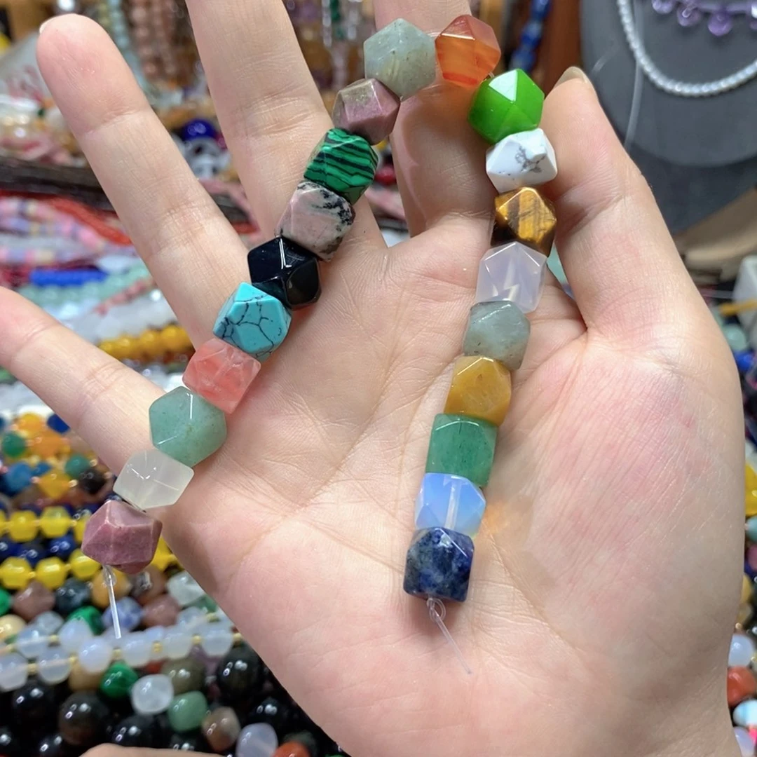 玛瑙/玉髓合金珠宝半成品多宝八角切短款卡10mm