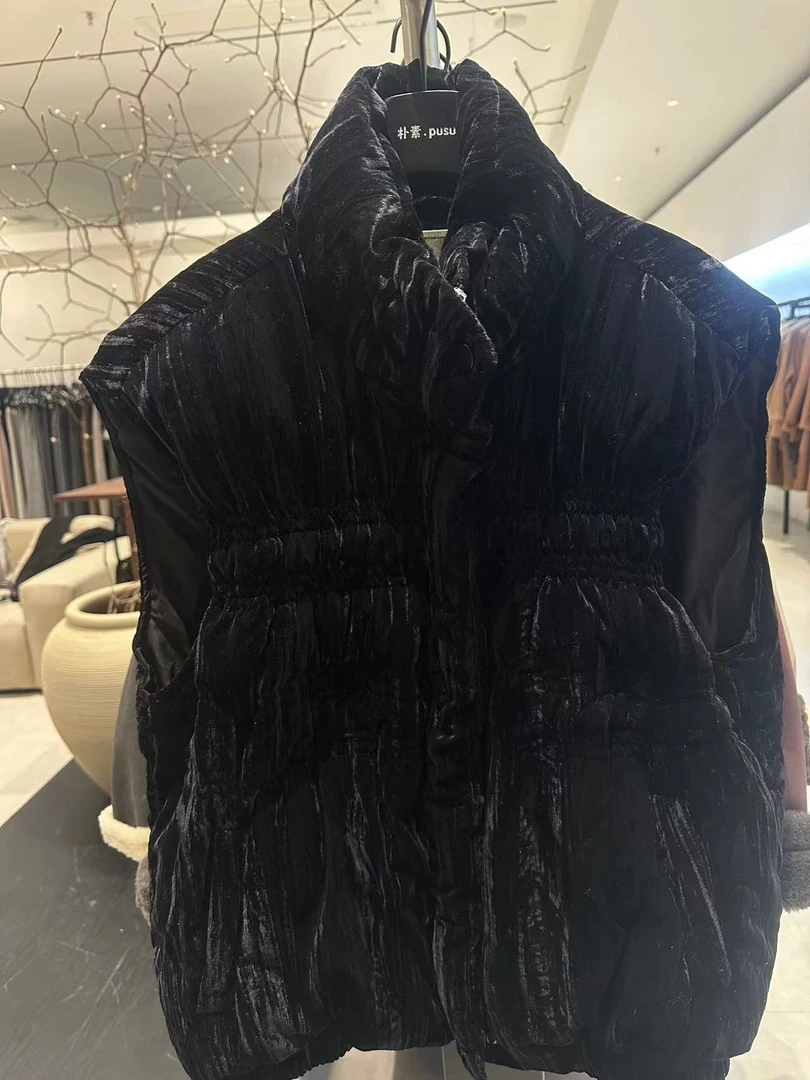 1【木朴素羽绒马甲】女款绿色宽松货号31533