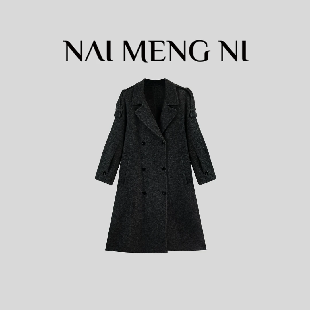 NMN王火火&设计师新款100%羊毛口袋时尚大衣 25HH6996