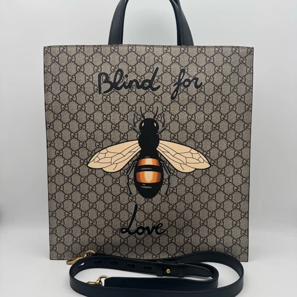 99新 GUCCI/古驰 小蜜蜂手提托特包2720经典印花