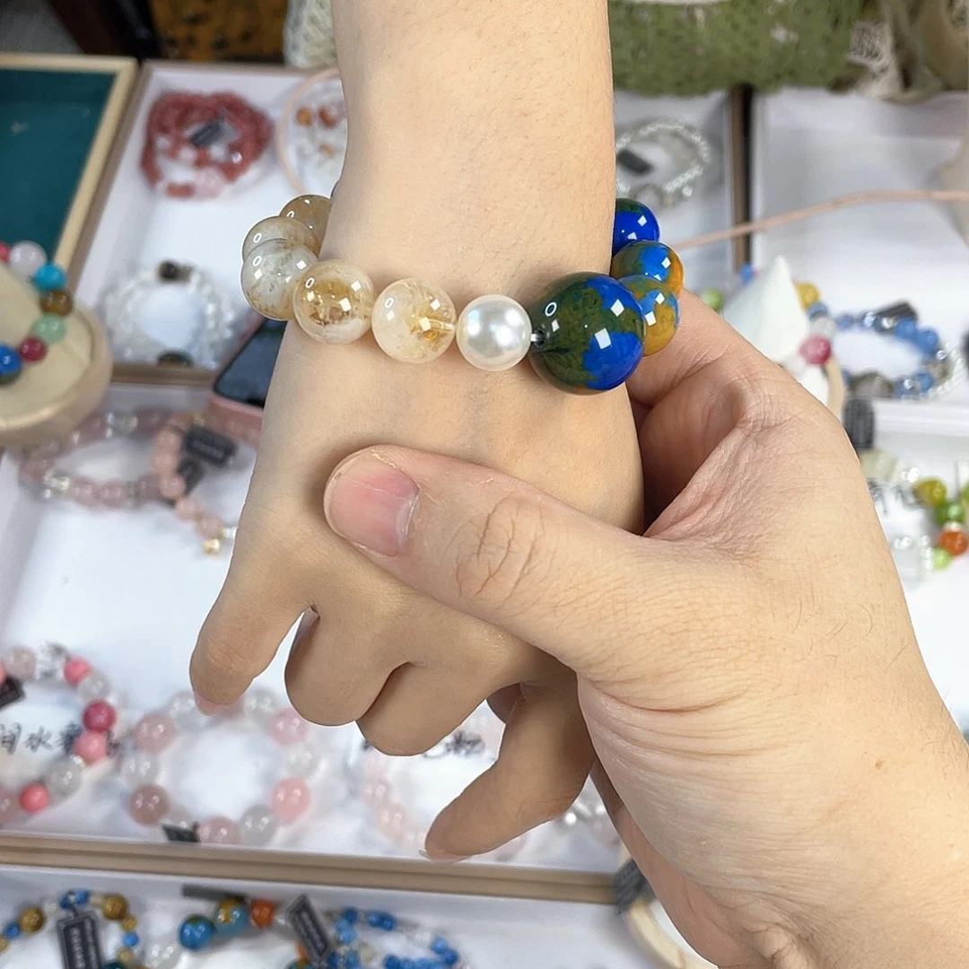 水晶手链银S925镀金镶嵌