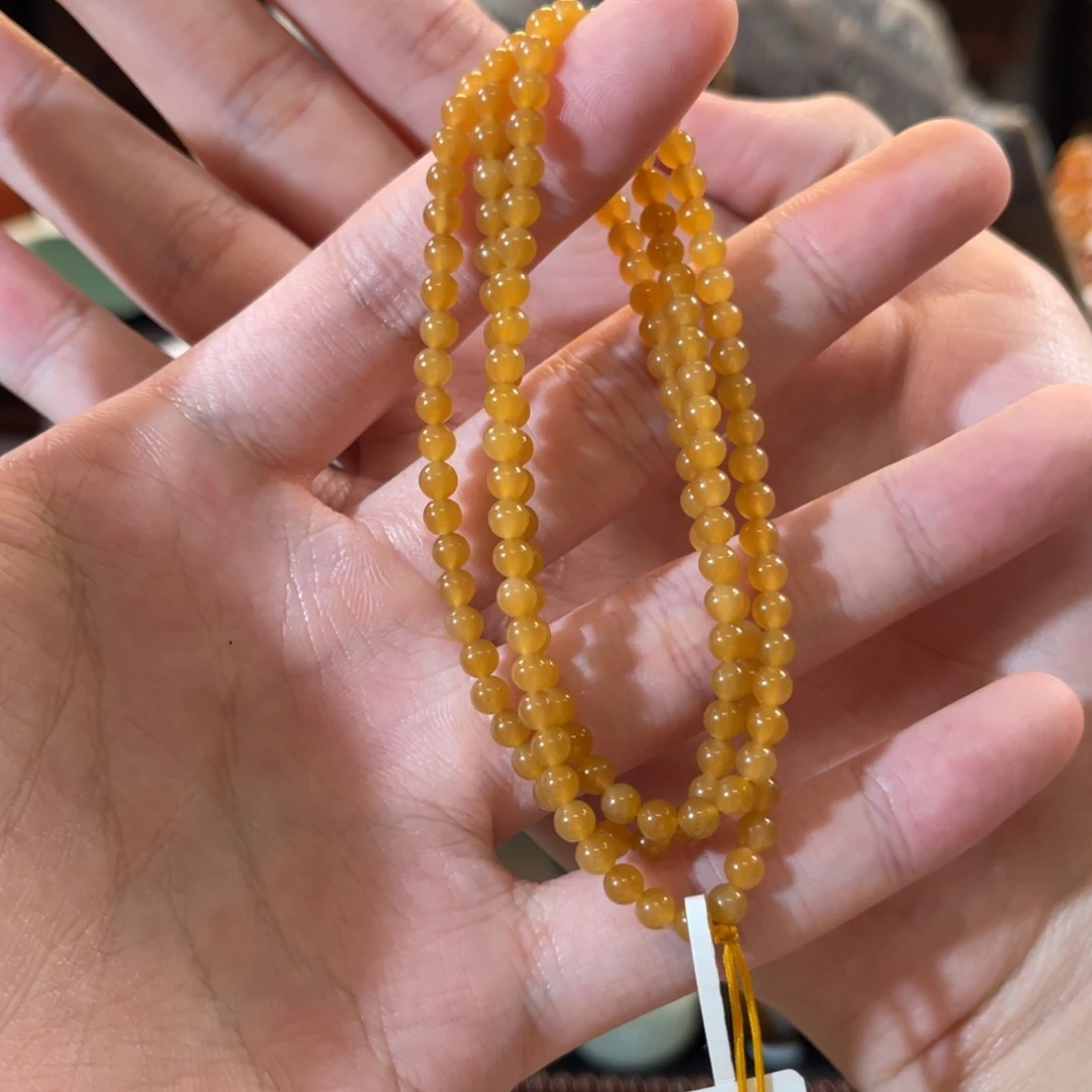 和田玉（糖玉）未镶嵌手链金山全糖4mm小米珠