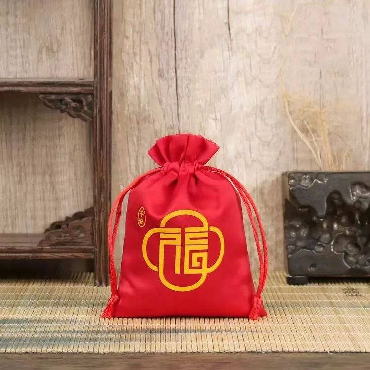 红色束口平安福字抽绳袋