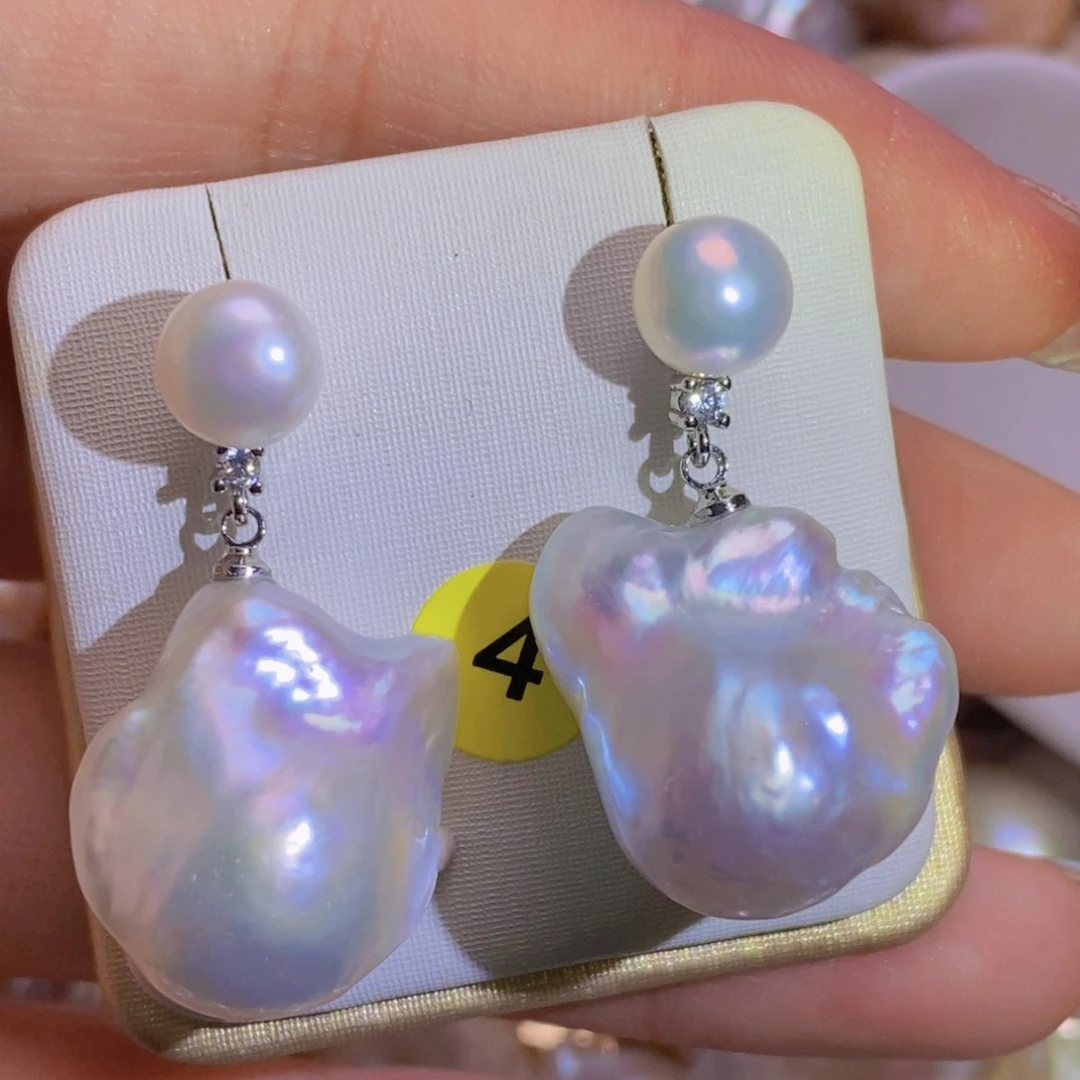 银S925镶嵌淡水珍珠天然淡水珍珠无染色无优化