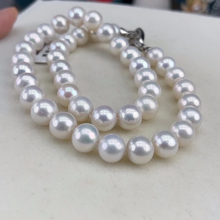 淡水珍珠银S925镶嵌颈饰10-11极光炫彩高品