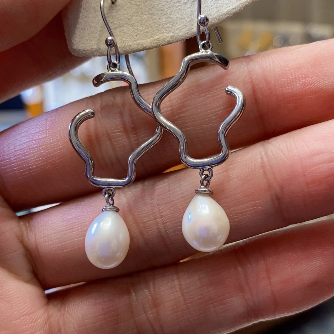 淡水珍珠耳饰银S925镶嵌