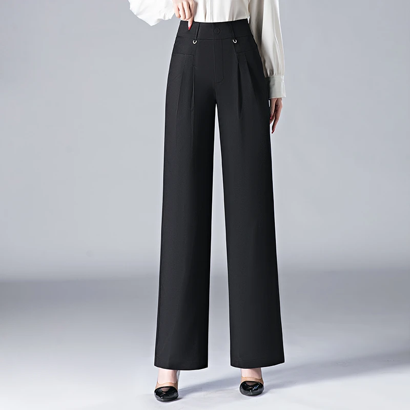 正品垂感2025新款春秋休闲气质阔腿裤女显瘦宽松高腰直筒休闲裤子
