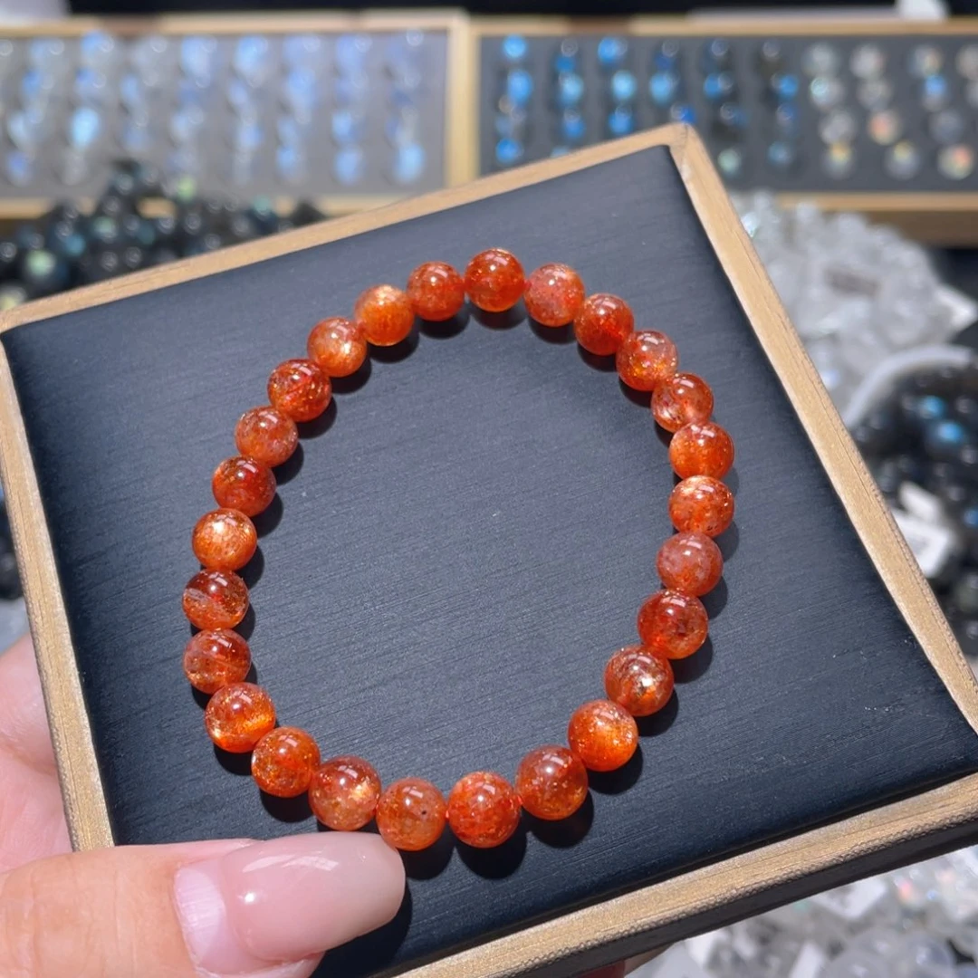 长石未镶嵌手链金太阳手链7mm+