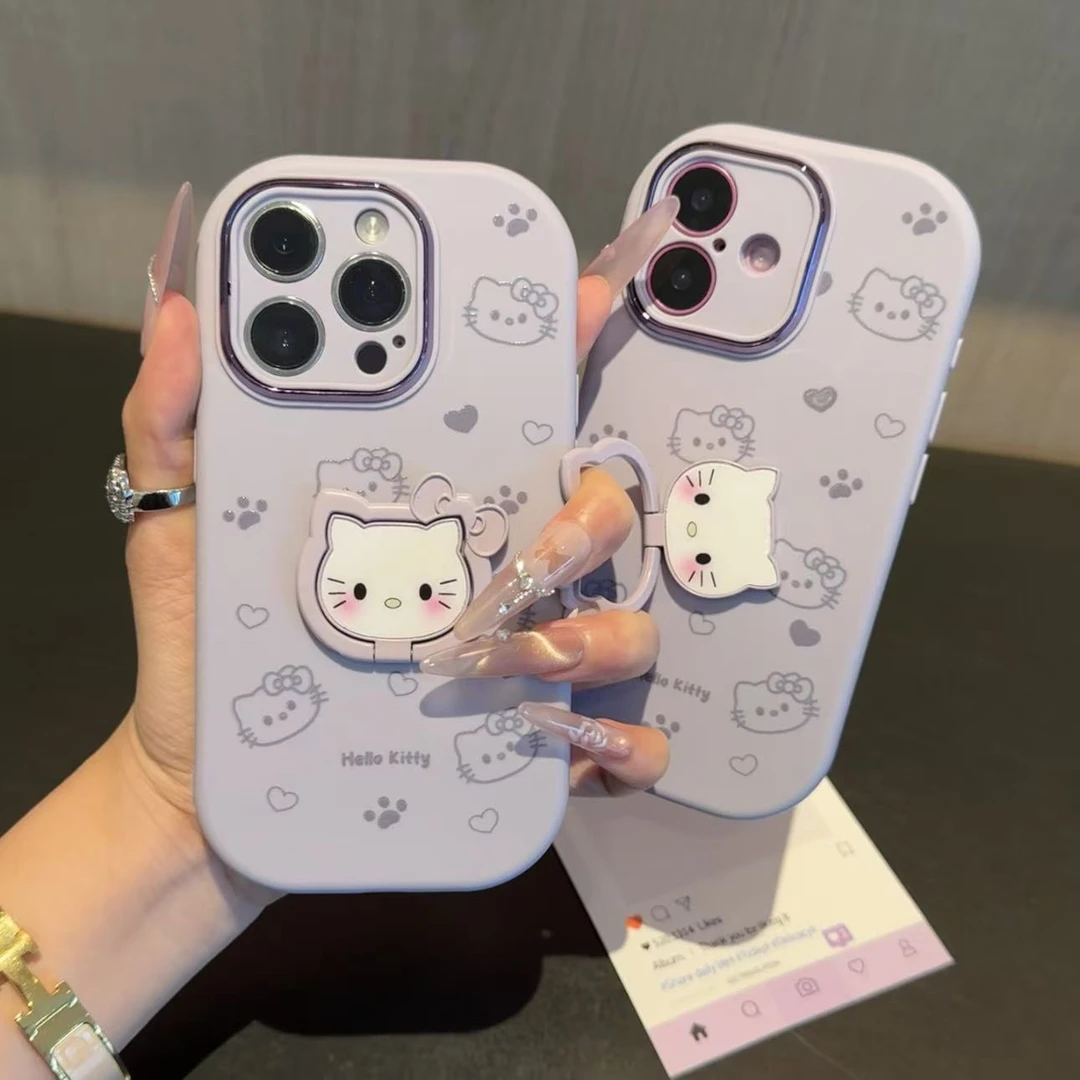 爱心爪子kt指环支架适用苹果17精孔胖子16手机壳华为vivo小米oppo