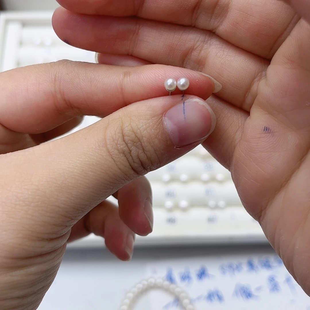 淡水珍珠耳饰银S925镶嵌王*