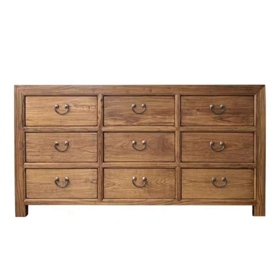 老榆木斗柜实木柜老门板九斗餐边柜玄关储物柜老榆木柜子复古