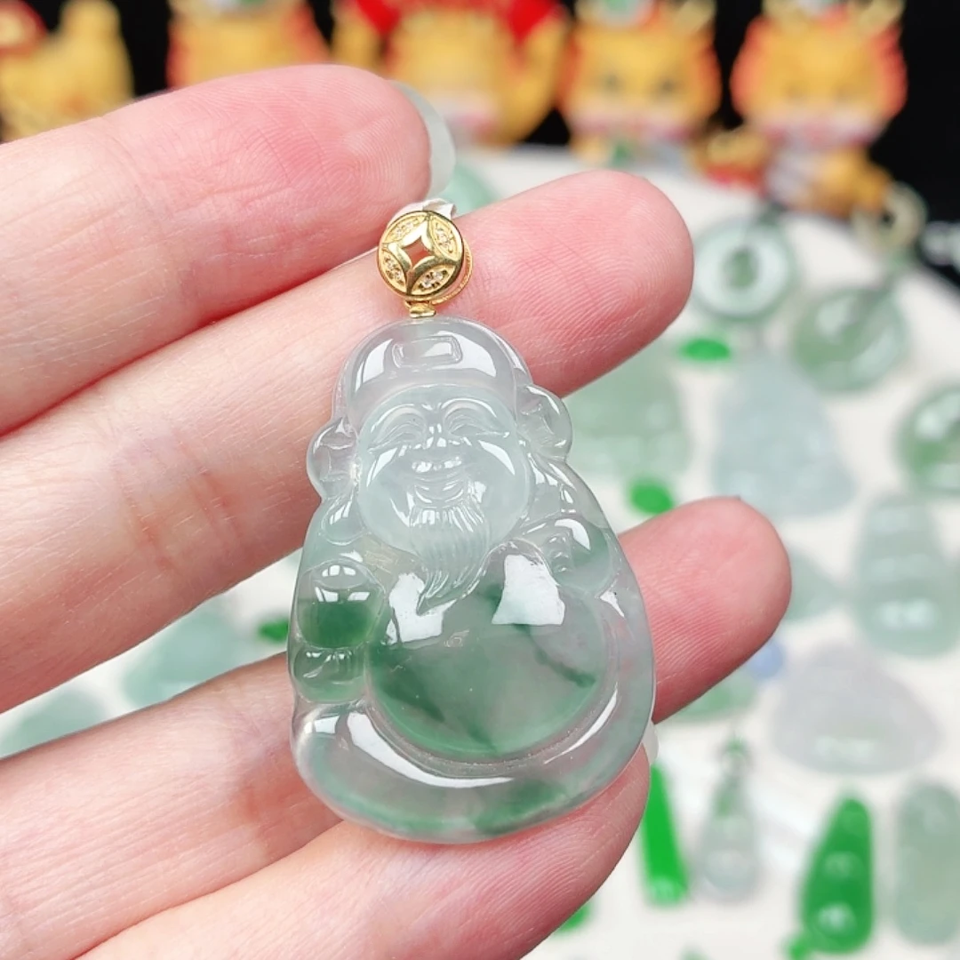 颈饰18K金镶嵌翡翠缅甸天然A货翡翠
