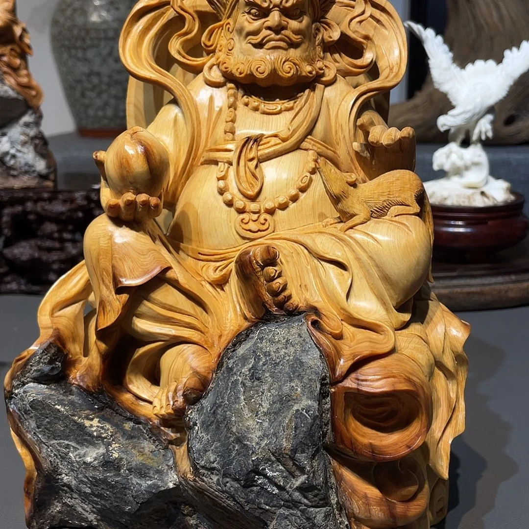 小****柏木（崖柏）黄财神工艺品摆件