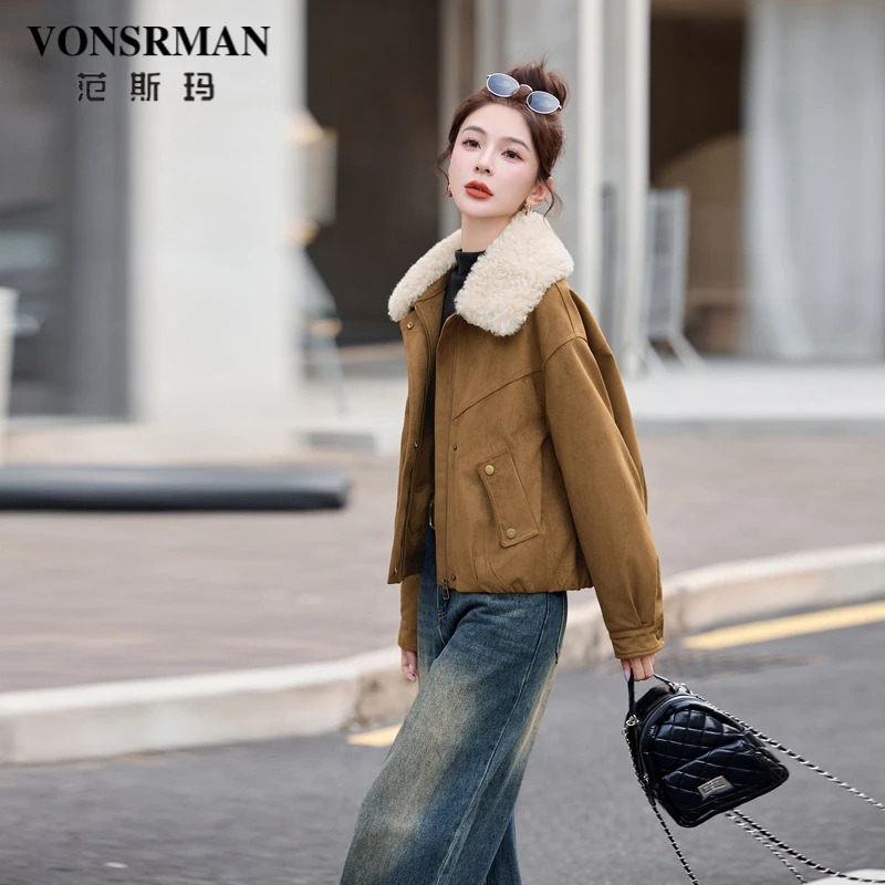 VONSRMAN高级感翻领羽绒服女2025年冬季新款加厚保暖百搭短款外套