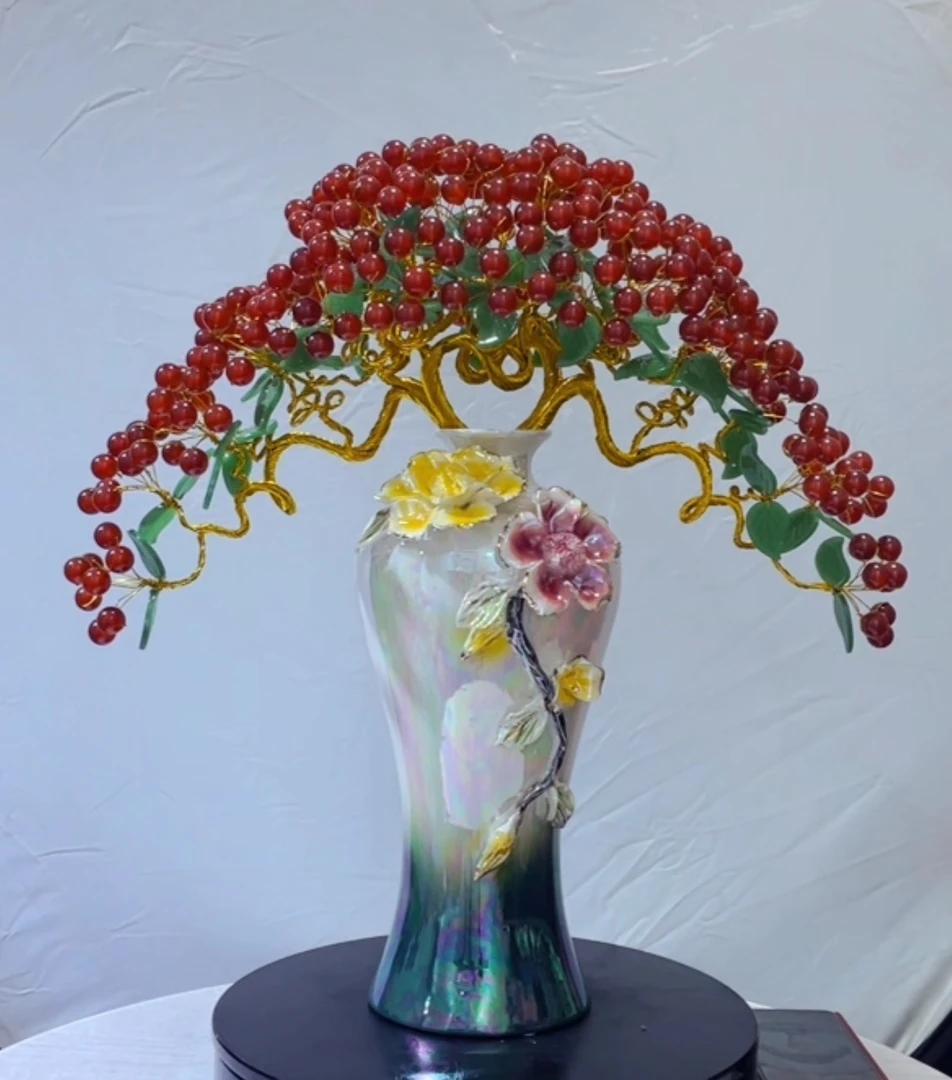 【卓越轻奢原创】福满鸿运当头幻彩花瓶左右逢源摆件陶瓷摆件手工