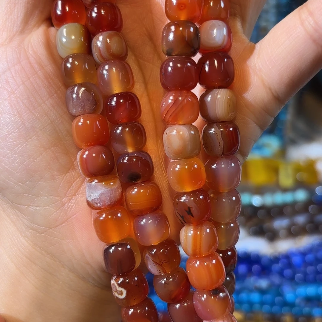 玛瑙/玉髓合金珠宝半成品红玛瑙一条8-10