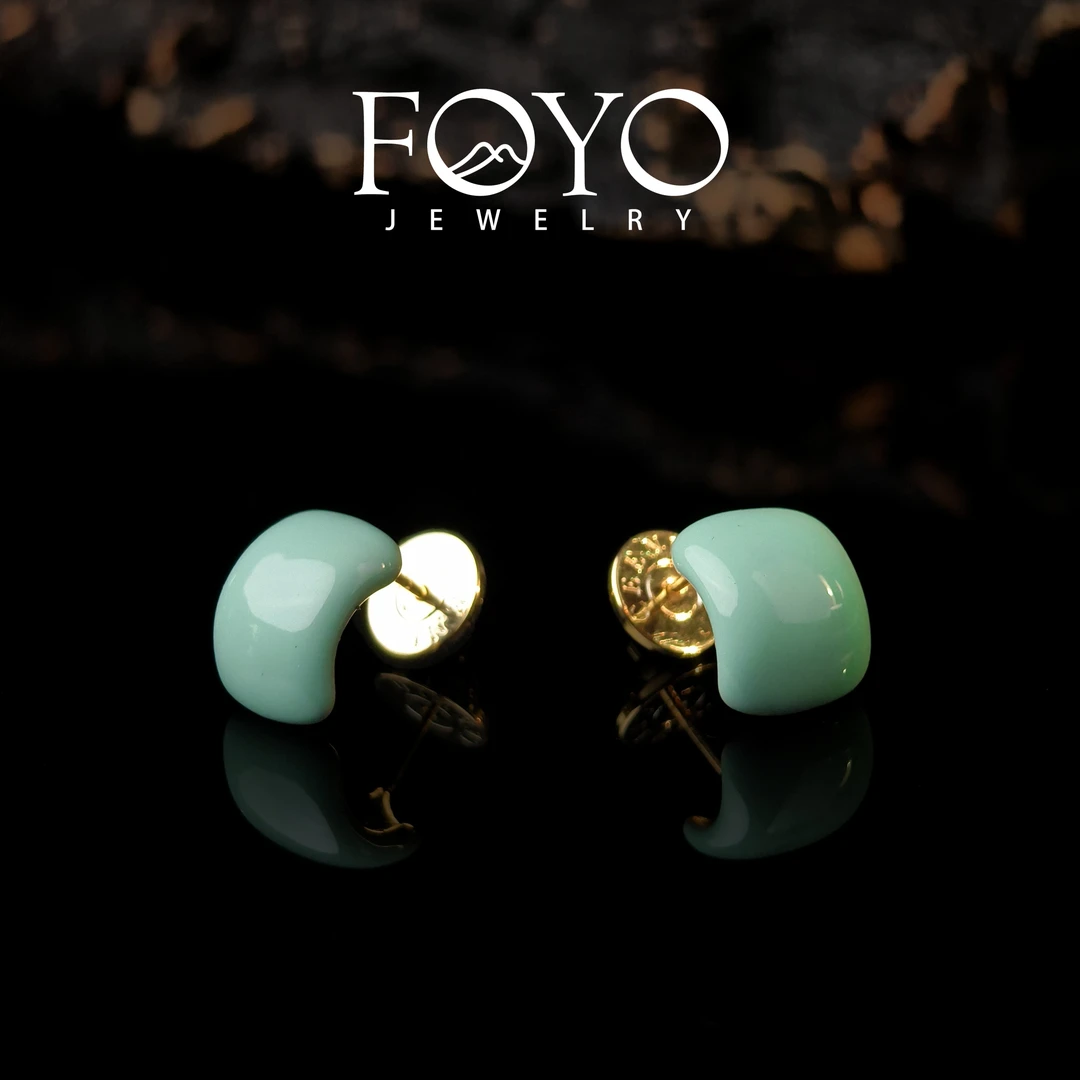 7005 ★D芙N蓝珐琅半圈耳钉