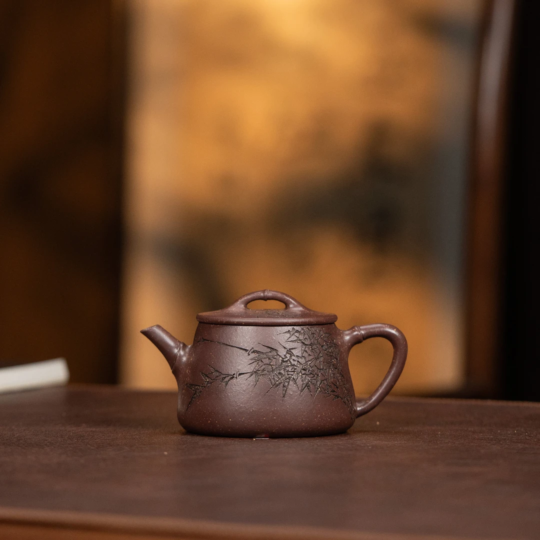 【利贞丨竹筛日影-竹节高石瓢】原矿紫玉金砂约150cc李建军全手工