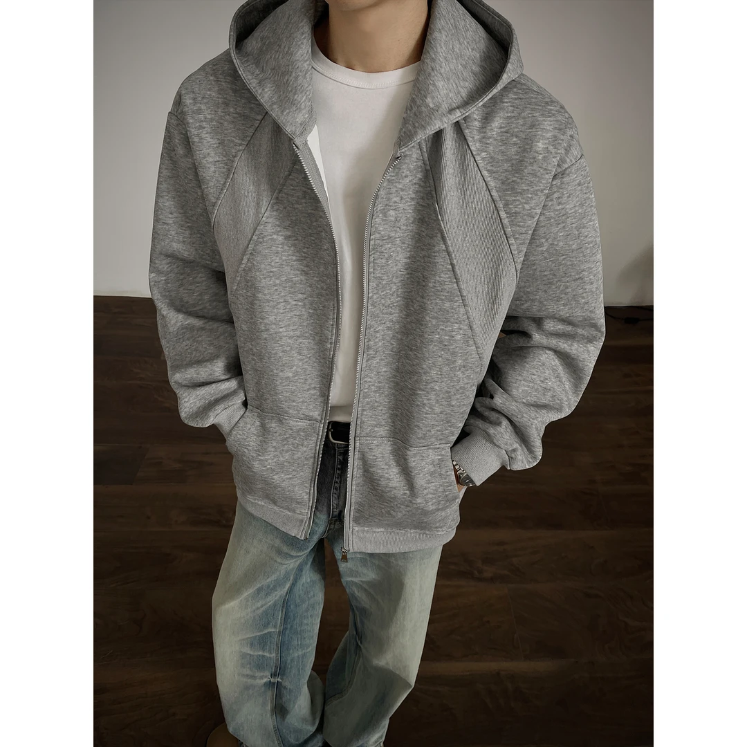 秋季开衫卫衣男400克重磅cleanfit穿搭休息宽松外套美式复古百搭