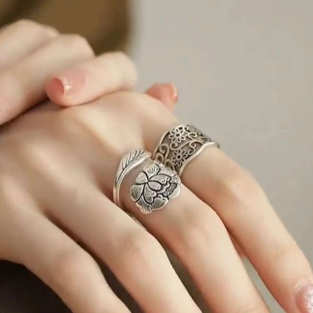 【国色牡丹】【好运莲花】戒指新中式高级气质女百搭指环