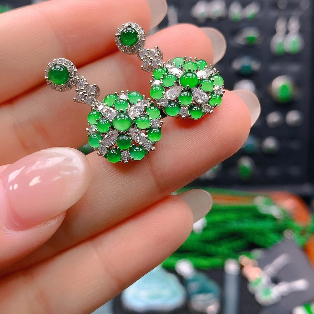 翡翠未镶嵌吊坠(不含链)耳钉