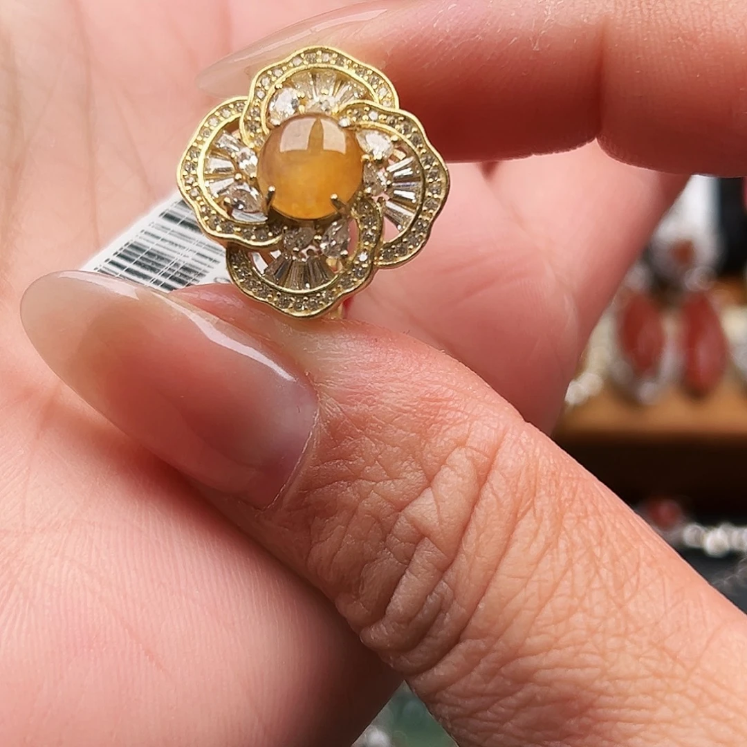 翡翠银S925镶嵌戒指缅甸天然A货翡翠戒指