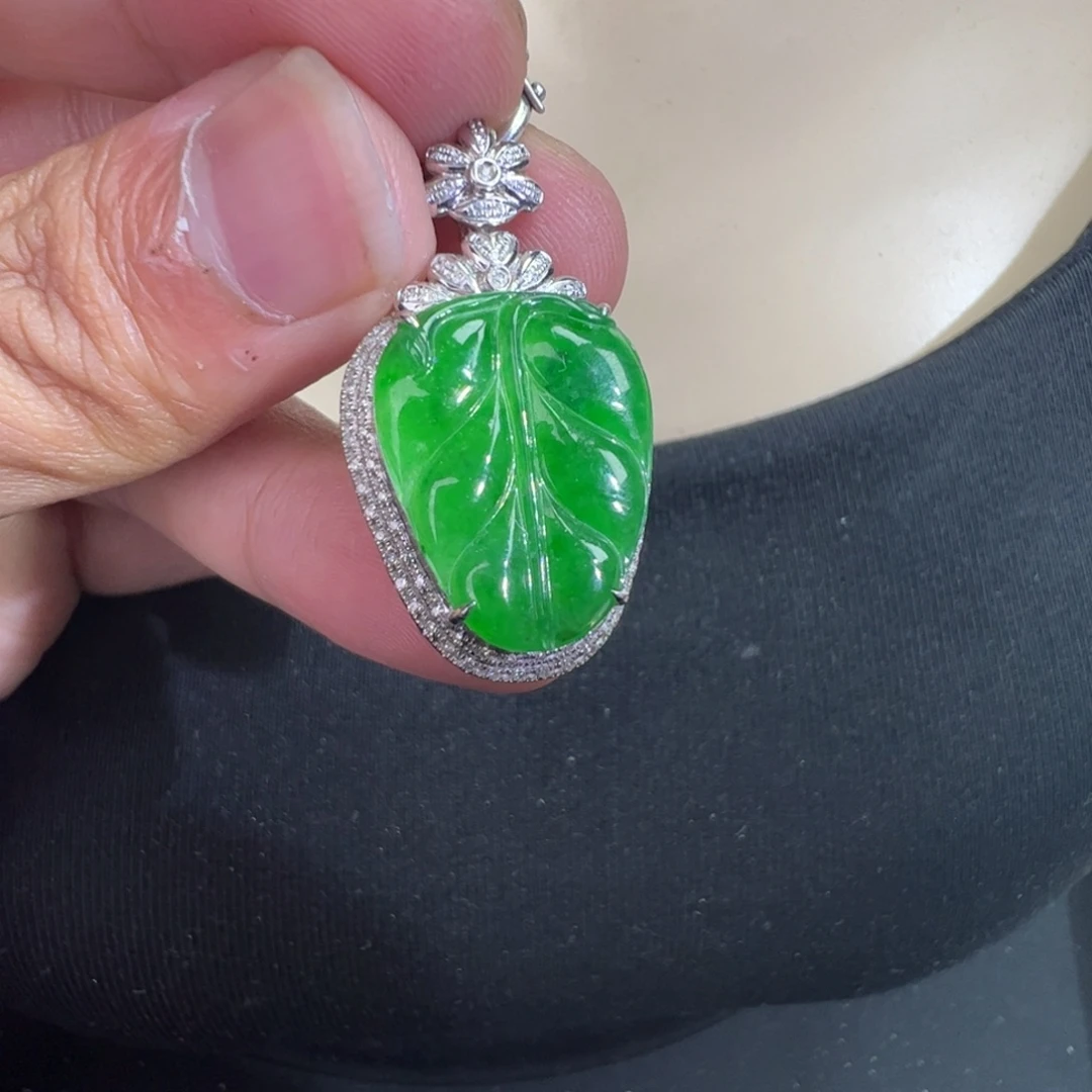 翡翠18K金镶嵌吊坠(不含链)
