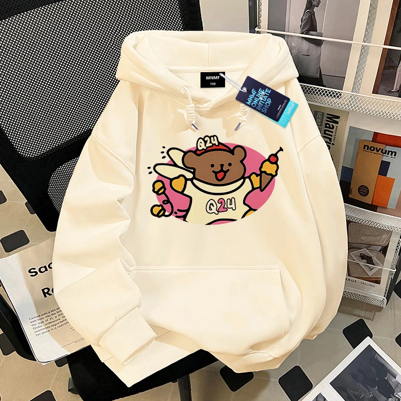 韩版学院风女童连帽卫衣秋冬别致卡皮巴拉印花洋气百搭中大童上衣