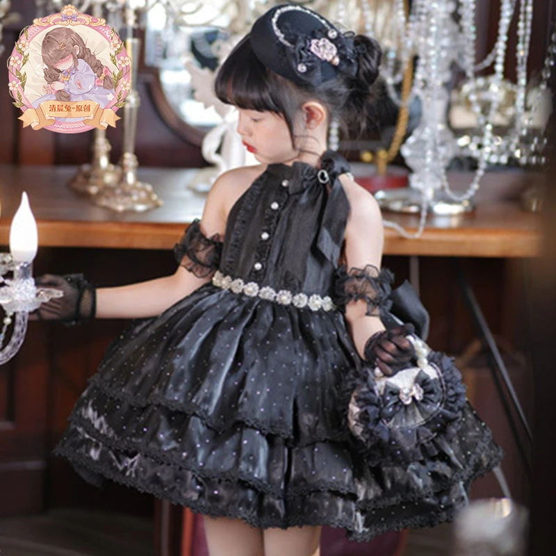 原创童装设计暗夜流光重工连衣裙