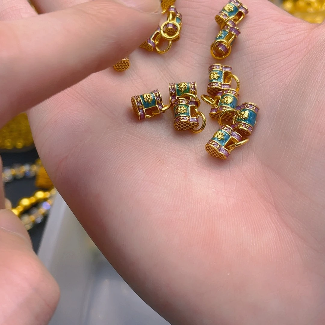 锆石铜合金珐琅彩小锁2颗