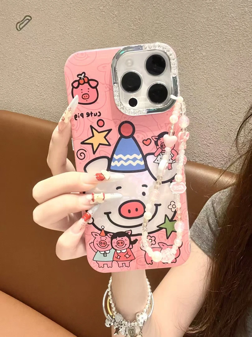 卡通可爱粉色小猪适用苹果16/15/14/13防摔手机壳