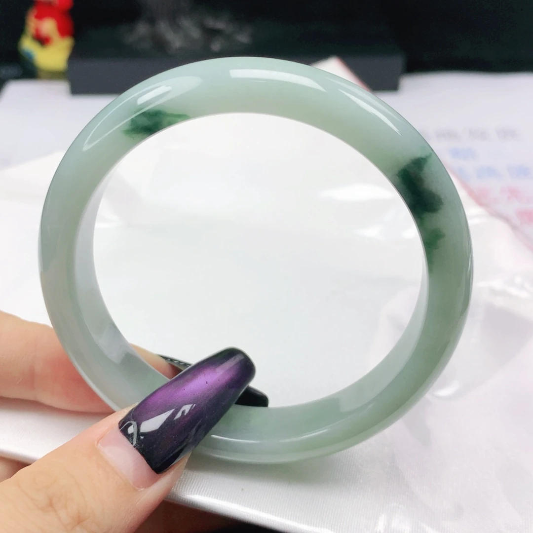 未镶嵌手镯翡翠翡翠58.0胶润飘花正圈