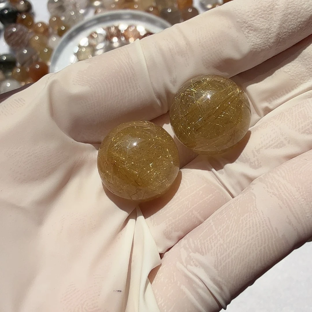 发晶16mm打孔定制不退换未镶嵌水晶L***?