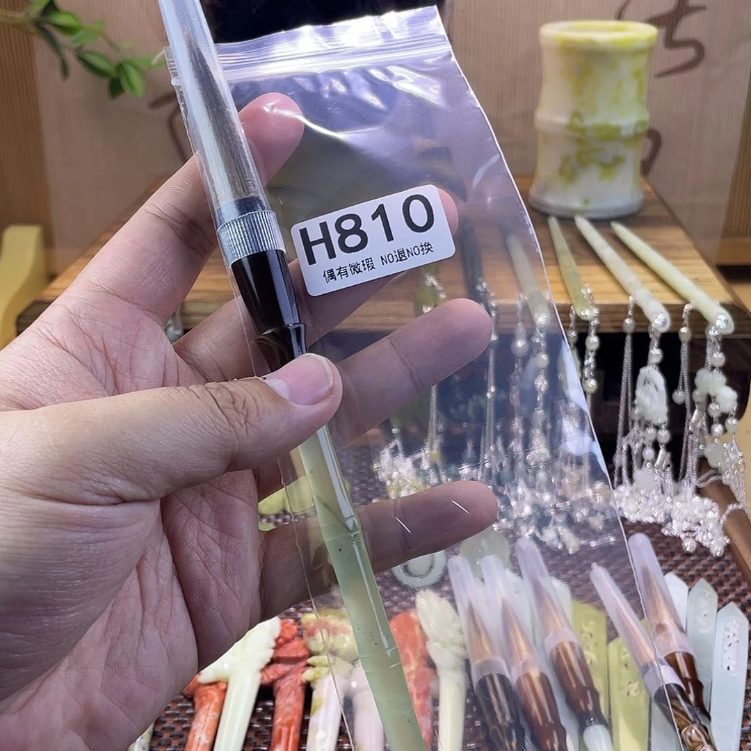 蛇纹石玉合金发饰8*