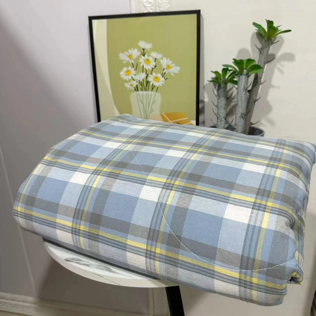 【夏凉被】A类全棉色织水洗棉空调被无印风格子学生宿舍单双人纯棉