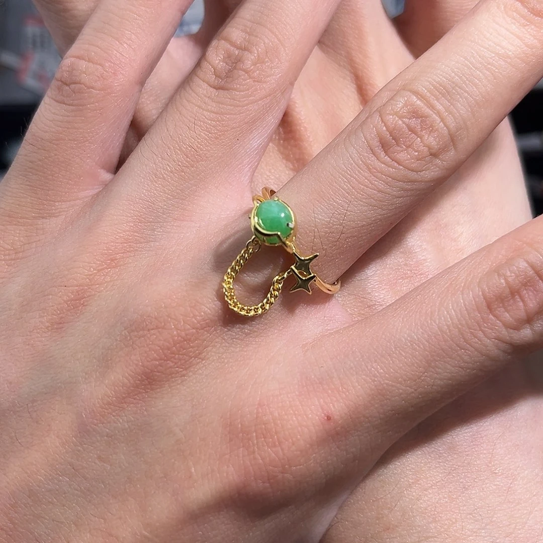 翡翠戒指银S925镶嵌yhcjok