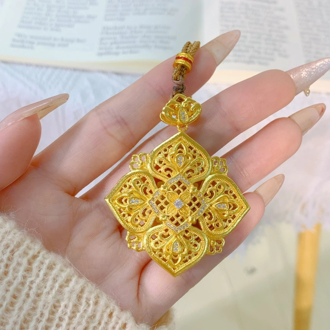 合金项链 IFAY传承柿蒂花纹柿柿如意新款