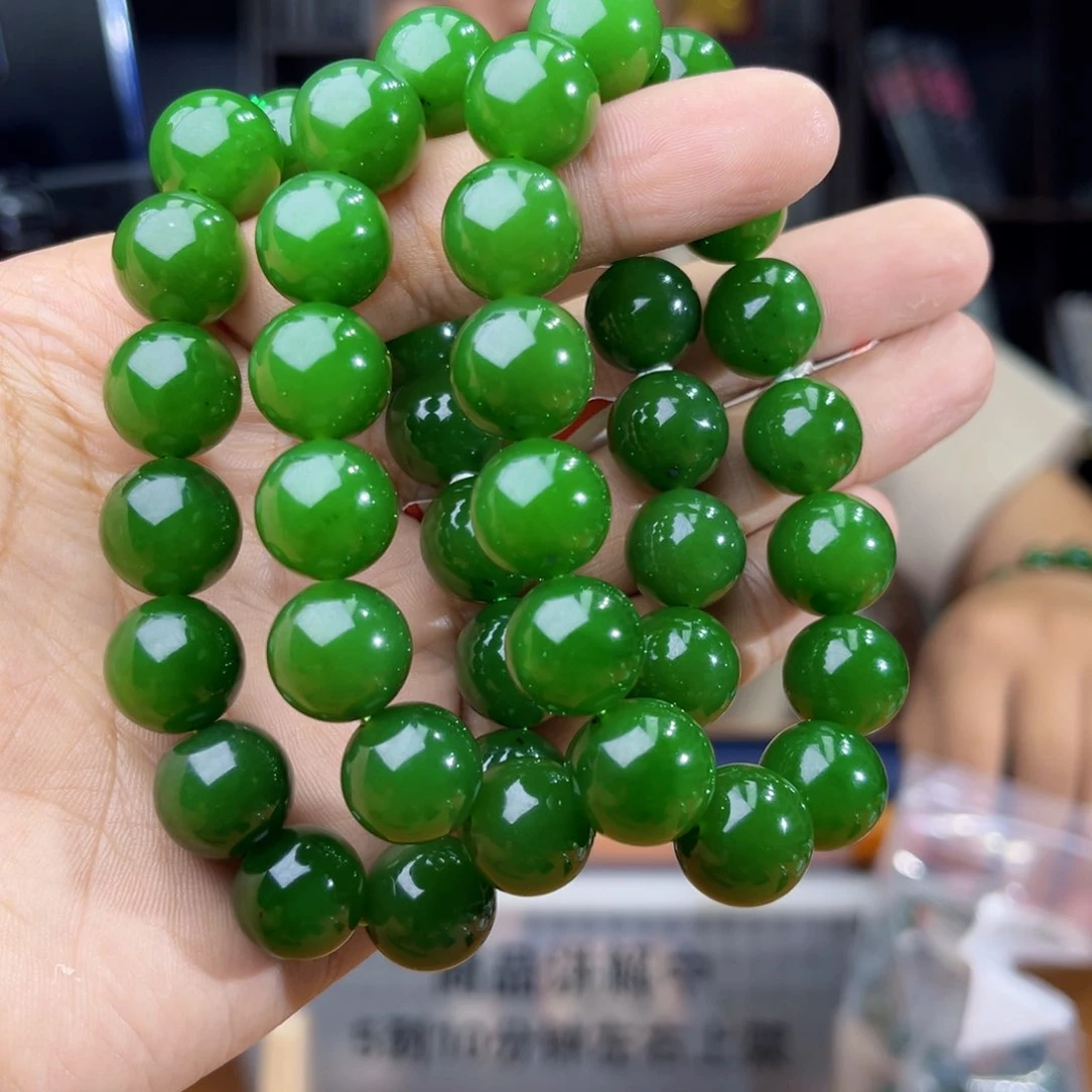 手串未镶嵌和田玉纯天然俄罗斯乌兰海碧玉料卡189